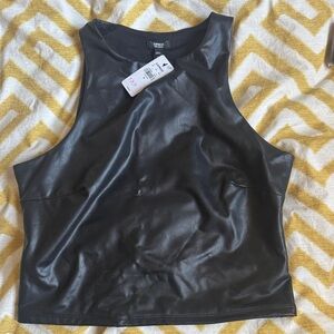 Express Body Contour Black Faux Leather Tank Top
